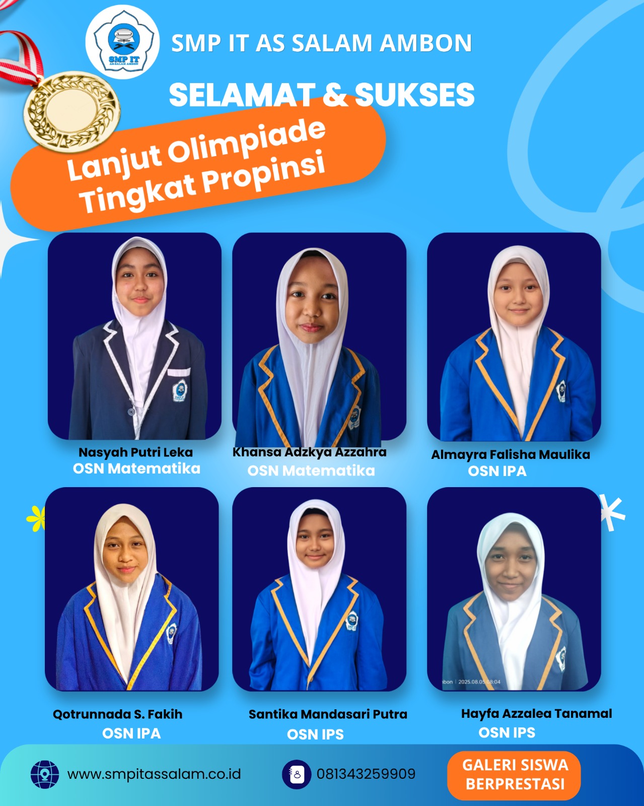 SMP IT Assalam Ambon Juarai OSN Matematika IPA dan IPS Tingkat Kota Ambon